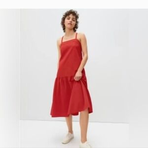 Everlane Summer Smock Dress Red 8